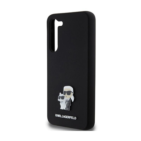 Karl Lagerfeld Silicone Karl & Choupette Metall-Anstecker - Hülle Samsung Galaxy S24+ (czarny)