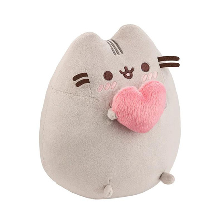 PUSHEEN KATZENMASKOTTE MIT HERZ IN DEN HÄNDEN, Plüschkatze mit Herz, 24cm