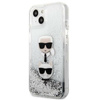 Karl Lagerfeld Liquid Glitter Karl & Choupette Head - étui pour iPhone 13 mini (argent)