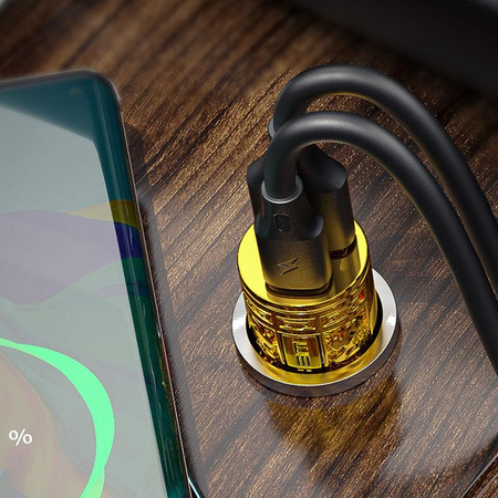 Szybka Ładowarka Samochodowa USB C + USB A WEKOME PD 20W Złota