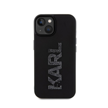Karl Lagerfeld 3D Rubber Glitter Logo - pouzdro pro iPhone 15 (černé)