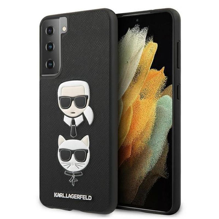 Karl Lagerfeld Saffiano Karl & Choupette Heads - Samsung Galaxy S21 Case (black)
