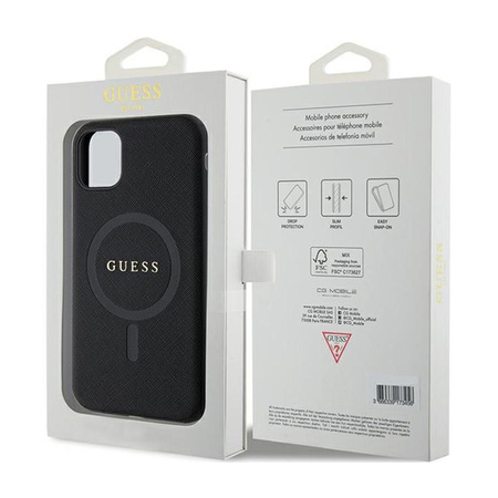 Guess Saffiano MagSafe - étui pour iPhone 11 (noir)