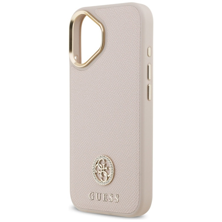 Guess Grained Strass Logo MagSafe - Pouzdro iPhone 17 (růžový)