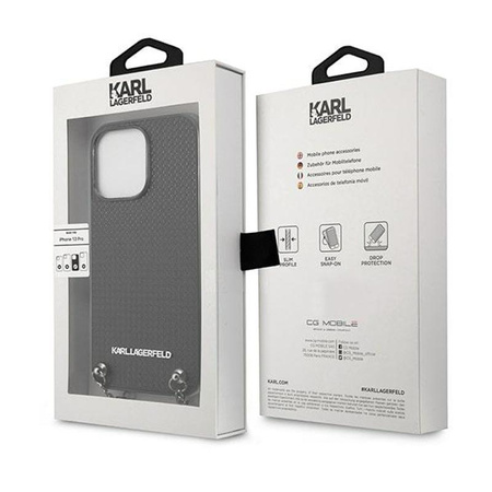 Karl Lagerfeld Étui en cuir texturé et chaîne - iPhone 13 Pro Case (noir)