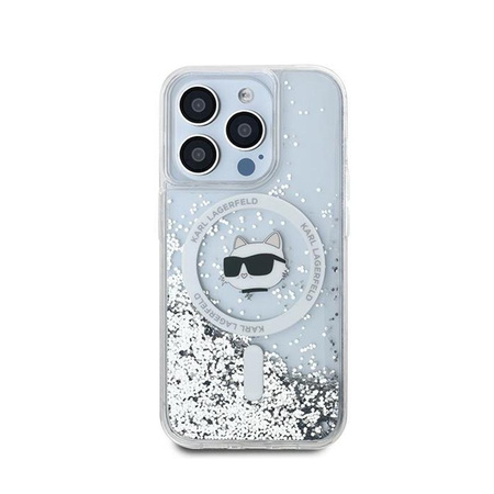 Karl Lagerfeld Liquid Glitter Choupette Head MagSafe - pouzdro pro iPhone 13 Pro (průhledné)