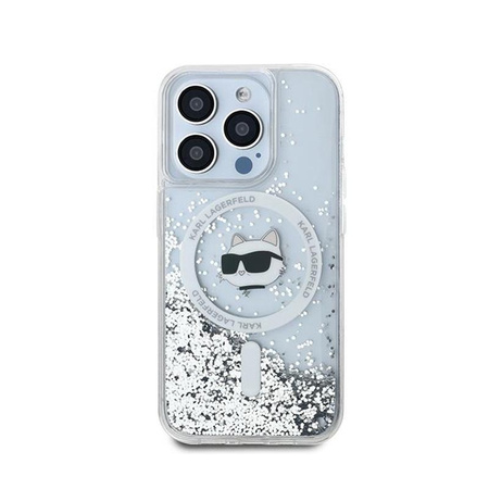 Karl Lagerfeld Liquid Glitter Choupette Head MagSafe - pouzdro pro iPhone 14 Pro Max (průhledné)