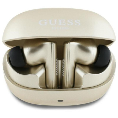 Guess Capsule s potiskem loga - sluchátka Bluetooth TWS ANC & ENC + nabíjecí pouzdro (zlaté)