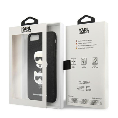 Karl Lagerfeld Saffiano Karl & Choupette Heads - iPhone 8 Plus / 7 Plus tok (fekete)