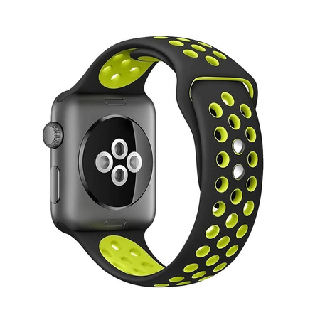 Crong Duo Sport - Řemínek pro Apple Watch 38/40/41 mm (černý/limetkově zelený)