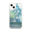 Guess Liquid Glitter Flower - iPhone 13 mini case (blue/green)