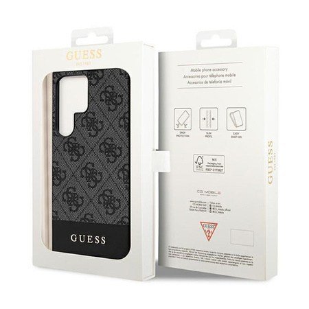 Collection Guess 4G Bottom Stripe Metal Logo - Étui Samsung Galaxy S24 Ultra (noir)