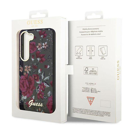 Guess Flower Collection - pouzdro pro Samsung Galaxy S23+ (Khaki)