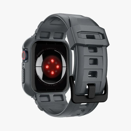 Spigen Rugged Armor Pro - Bracelet avec étui pour Apple Watch 4/5/6/7/8/9/SE 44/45 mm (Gris foncé)