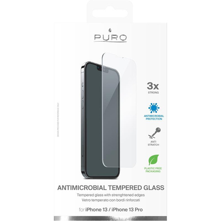 PURO antibakteriális edzett védőüveg az iPhone 13 / iPhone 13 Pro képernyőjére