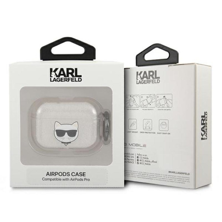 Karl Lagerfeld Choupette Head Glitter - Étui Airpods Pro (argent)