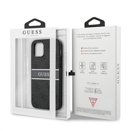 Guess 4G Printed Stripe – Etui iPhone 12 Pro Max (szary)
