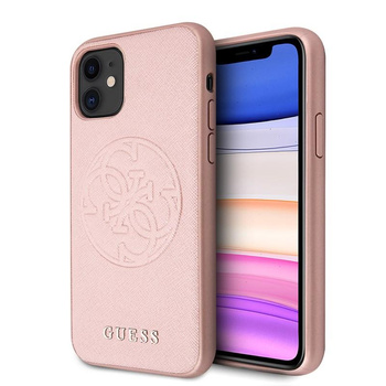 Guess Saffiano 4G Circle Logo - Coque iPhone 11 (rose)