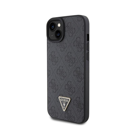 Guess bőr 4G Triangle Strass - iPhone 15 tok (fekete)