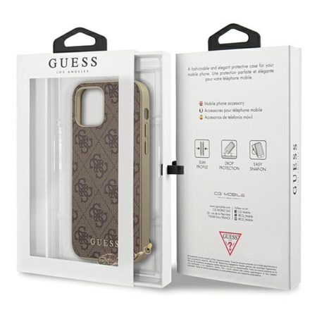 Kolekce Guess 4G Charms - pouzdro pro iPhone 12 / iPhone 12 Pro (hnědé)