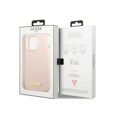 Guess Silikonové pouzdro MagSafe s logem - iPhone 13 Pro Max (růžové)