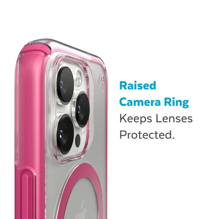 Speck Presidio Perfect-Clear mit Impact Geometry + MagSafe - iPhone 14 Pro Hülle mit MICROBAN Beschichtung (Klar / Digital Pink)