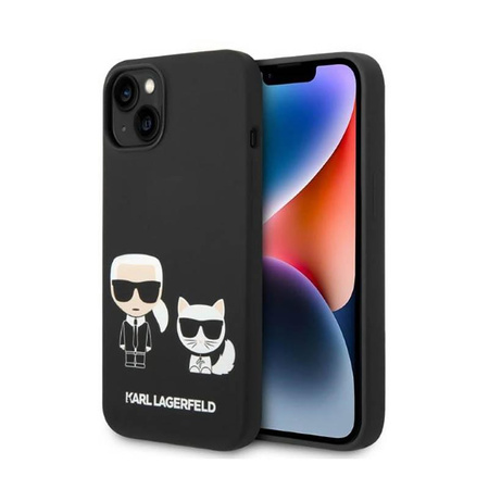 Karl Lagerfeld Liquid Silicone Karl & Choupette MagSafe - Coque pour iPhone 14 Plus (noir)