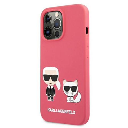 Karl Lagerfeld Silikonové pouzdro Karl & Choupette - iPhone 13 Pro (fuchsiová)
