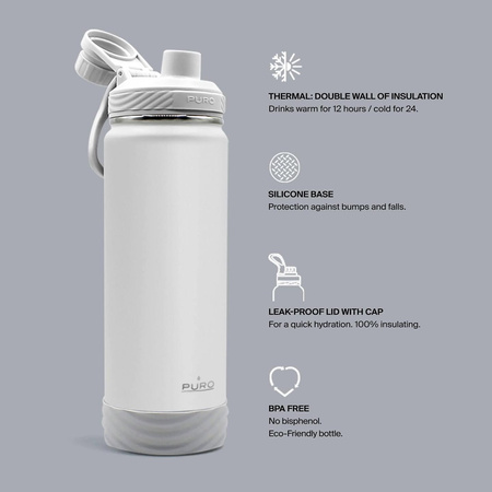 PURO Outdoor - Butelka termiczna ze stali nierdzewnej 500 ml (Light Grey)