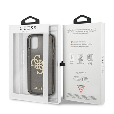 Guess Glitter 4G Big Logo - iPhone 12 / iPhone 12 Pro tok (fekete)