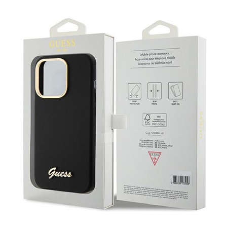 Guess Silicone Script Metal Logo & Frame - iPhone 15 Pro Max Case (black)