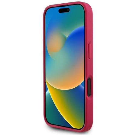 Guess Grained Printed Flower Pattern MagSafe - Hülle für iPhone 16 (fuchsia)