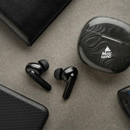 Cellularline Music Sound Fancy - bezdrátová sluchátka Bluetooth V5.3 TWS s nabíjecím pouzdrem (černá)