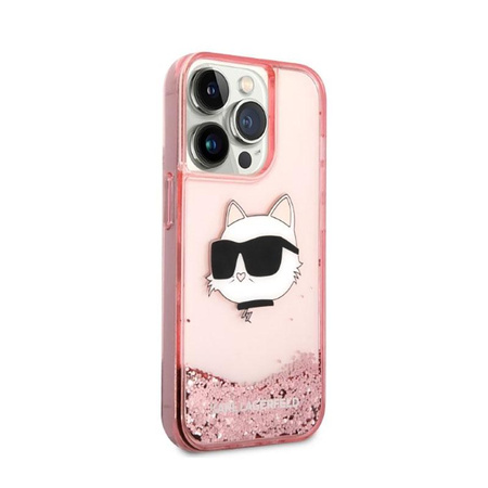 Karl Lagerfeld Liquid Glitter NFT Choupette Head - iPhone 14 Pro Max Tasche (rosa)
