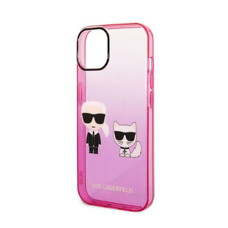 Karl Lagerfeld Gradient Ikonik Karl & Choupette - Hülle für iPhone 14 Plus (Pink)