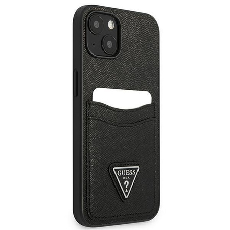 Guess Saffiano Double Card Triangle - Etui iPhone 13 (noir)