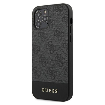 Collection 4G Bottom Stripe de Guess - Coque pour iPhone 12 / iPhone 12 Pro (gris)