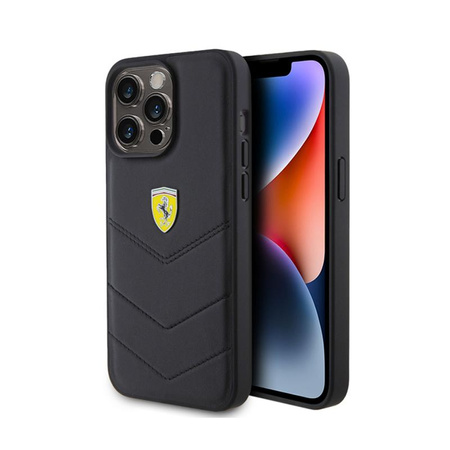 Ferrari Gestepptes Metall-Logo - iPhone 15 Pro Max Tasche (schwarz)