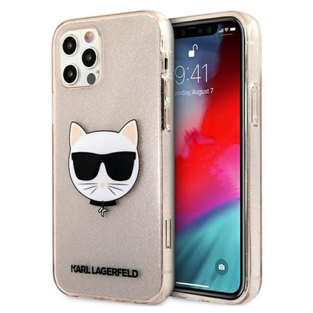 Karl Lagerfeld Choupette Head Glitter - Coque iPhone 12 / iPhone 12 Pro (Or)
