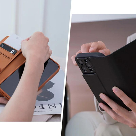 Moshi Overture MagSafe - 3-in-1 Lederhülle mit Klappe für iPhone 16 Pro (Caramel Brown)