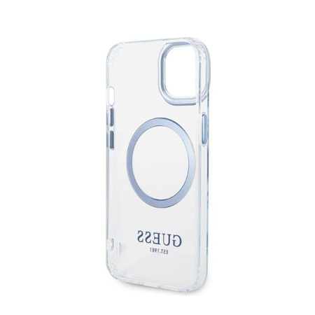 Guess Metal Outline Magsafe - Coque pour iPhone 14 Plus (transparent / bleu)