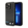 BMW Leder Carbon Blue Line MagSafe - Schutzhülle für iPhone 14 Pro (Schwarz)