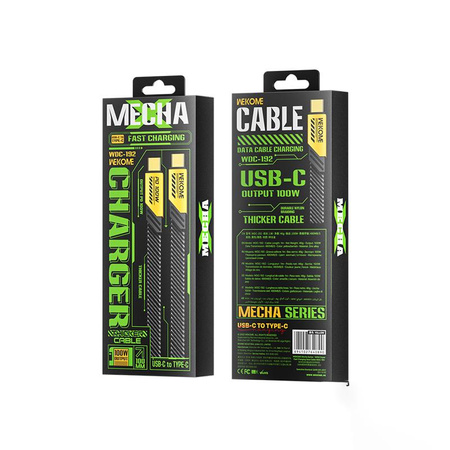 WEKOME WDC-192 Mecha Series - Câble de connexion USB-C à USB-C 100W à charge rapide 1,2 m (Jaune)