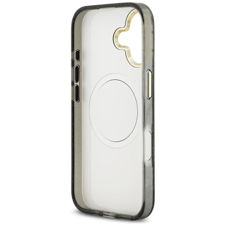 Guess IML Glitter Flowers Triangle MagSafe - Hülle iPhone 17 (schwarz)