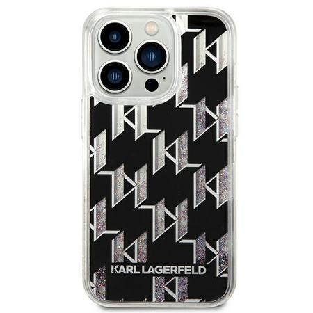 Karl Lagerfeld Monogram Liquid Glitter - iPhone 14 Pro Max tok (fekete)