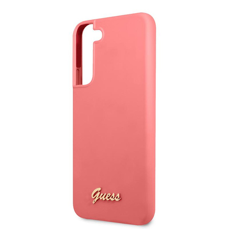 Guess Silicone Script Metal Logo - Etui Samsung Galaxy S22 (fuksja)