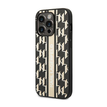 Karl Lagerfeld Monogram Stripe - Coque iPhone 14 Pro (marron)