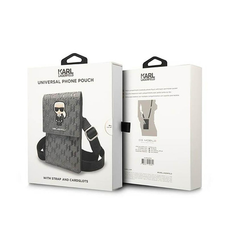 Karl Lagerfeld Monogram Ikonik Patch Wallet Phone Bag - Sac pour smartphone et accessoires (argent)