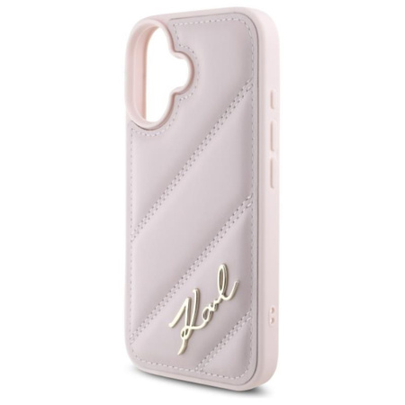 Karl Lagerfeld Quilted Signature - iPhone 16 Case (pink)