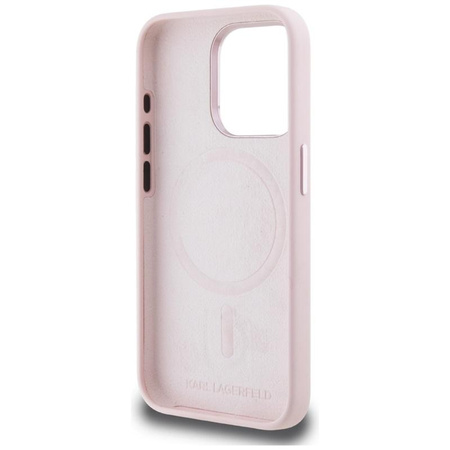Karl Lagerfeld Silicone Shadow Metal Initial MagSafe - Hülle für iPhone 15 Pro Max (rosa)